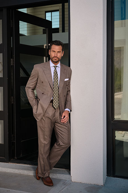 Tan Windowpane Suit