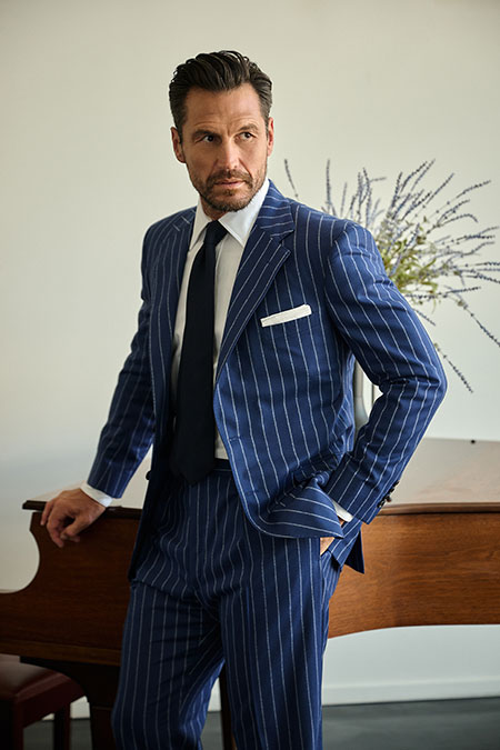 Navy Flannel Chalk Stripe Suit