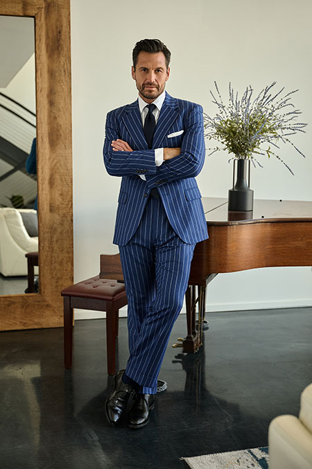 Navy Flannel Chalk Stripe Suit