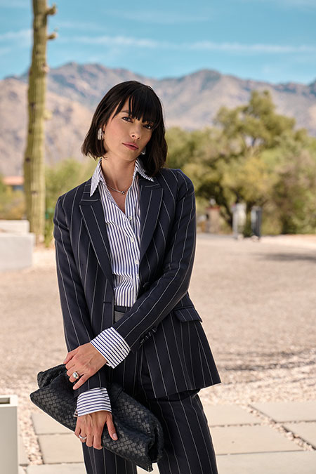 Women's FW26 Lookbook                                                                                                                                                                                                                                     , Navy Striped Shirt