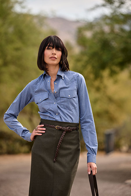 Light Blue Denim Western Shirt