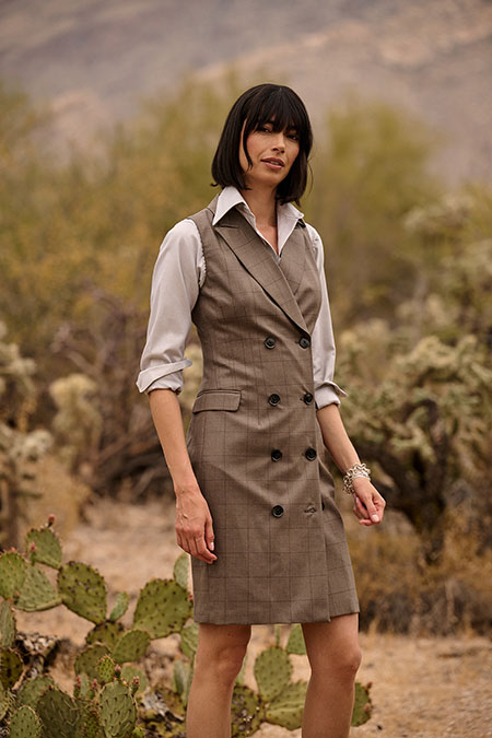 Tan Windowpane Dress