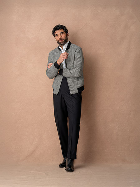 B&W Glen Plaid Bomber