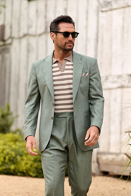 Striped Johnny Collar Knit