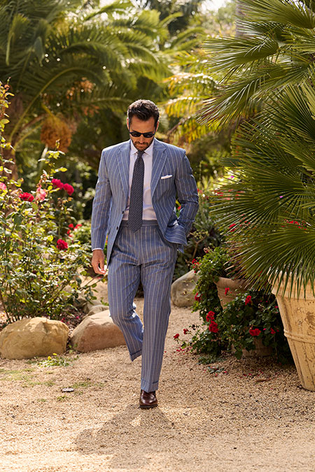 Slate Blue Striped Suit Holland & Sherry