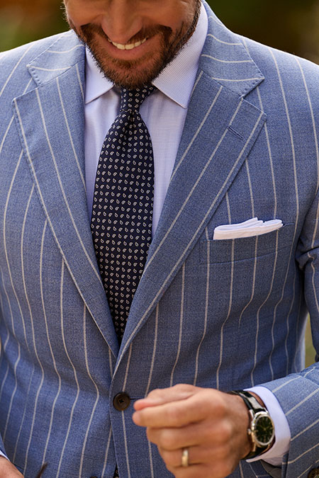 Spring Summer 26 Men's Lookbook                                                                                                                                                                                                                           , Blue Tic Weave Shirt