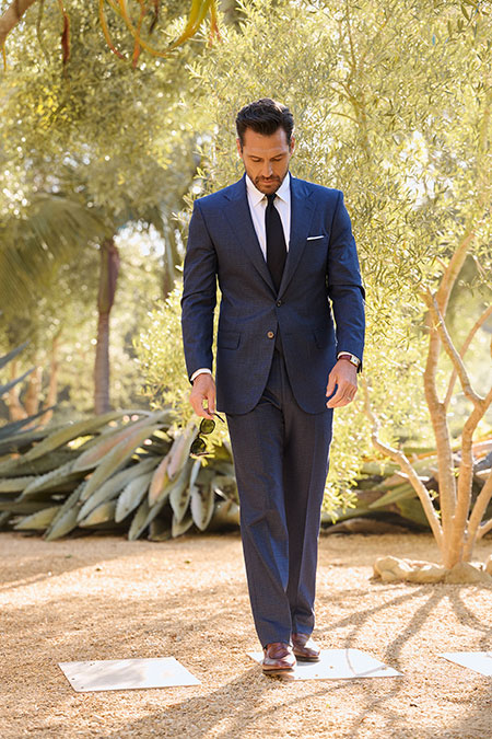 Navy Grid Check Suit