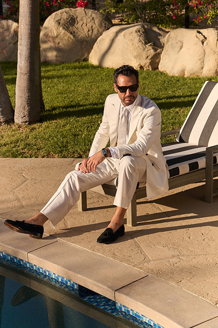 Spring Summer 26 Men's Lookbook                                                                                                                                                                                                                           , Cream Wool/Silk/Linen Suit