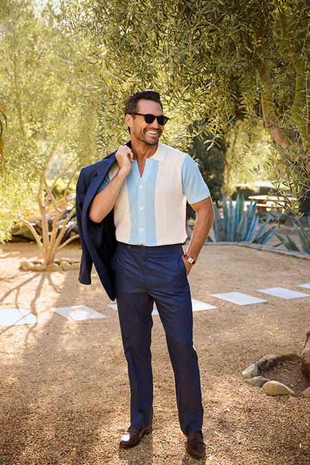 Color Blocked Knit Polo