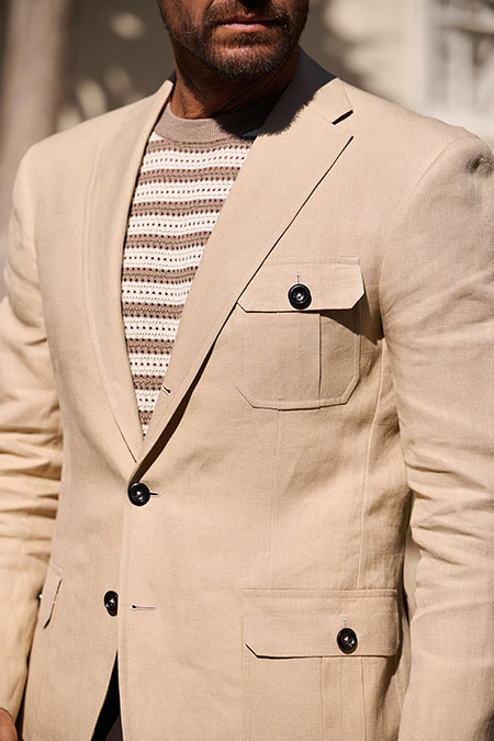 Tan Linen Safari Jacket