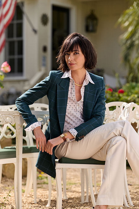 Spring Summer 26 Women's Lookbook                                                                                                                                                                                                                         , Emerald Windowpane Charlie Jacket