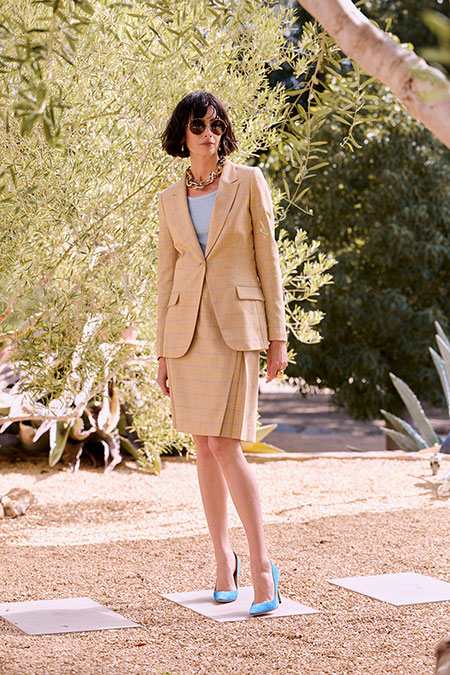 Barley Windowpane Skirt Suit