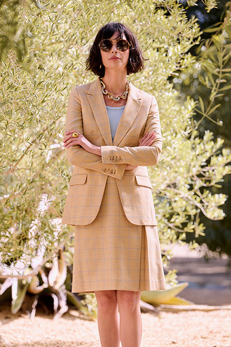 Barley Windowpane Skirt Suit