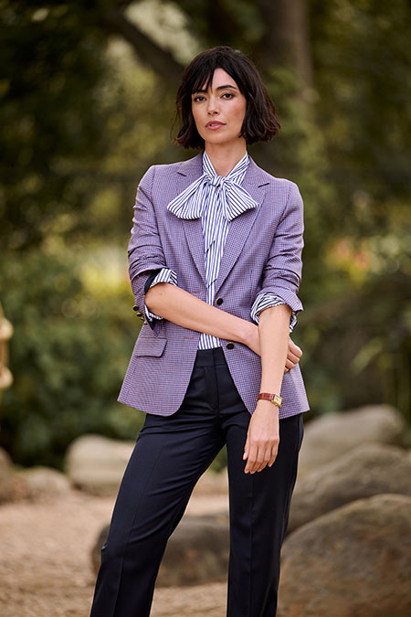 Spring Summer 26 Women's Lookbook                                                                                                                                                                                                                         , Mauve Houndstooth Jacket