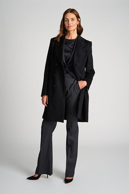 Black Cashmere Stephanie Topcoat