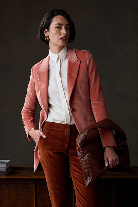 Peach Velvet Jacket - Holland & Sherry