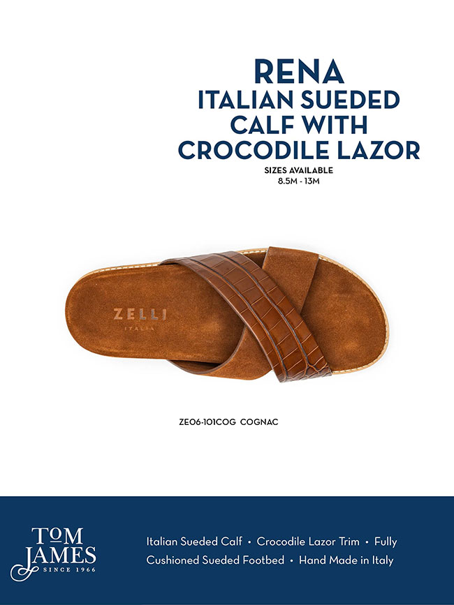                                                                                                                                                                                                                                                           , Rena Italian Goatskin Suede Croc Embossed Slide